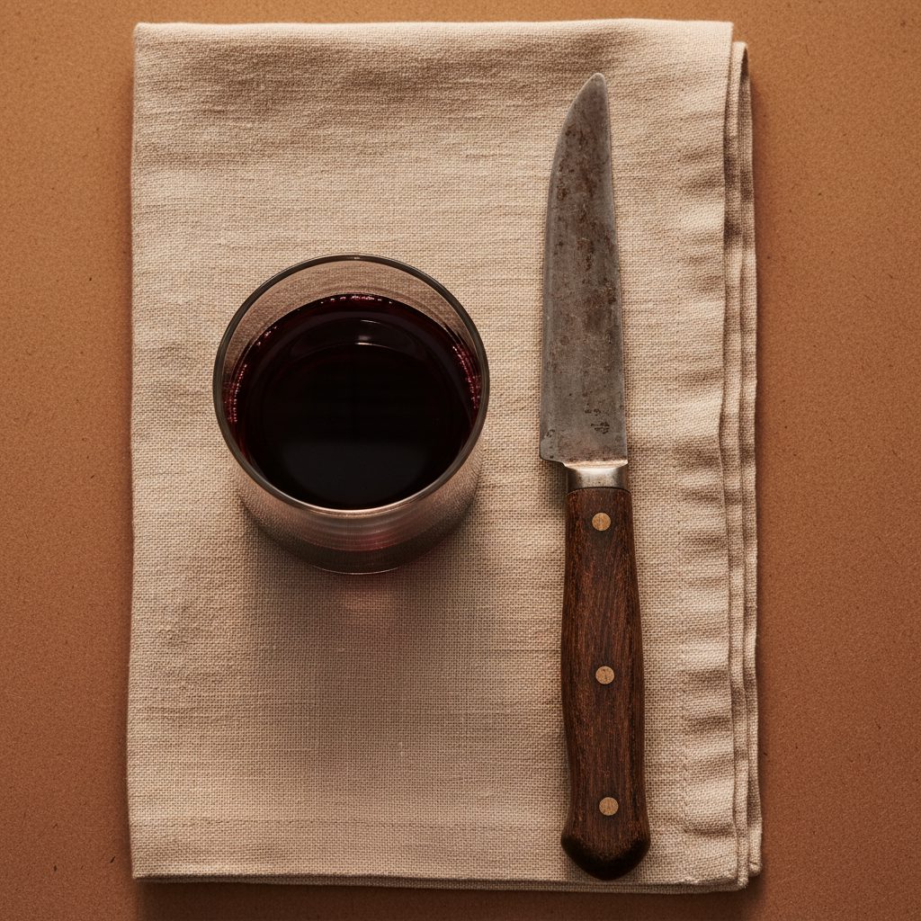 Copa de Malbec y cuchillo de asado